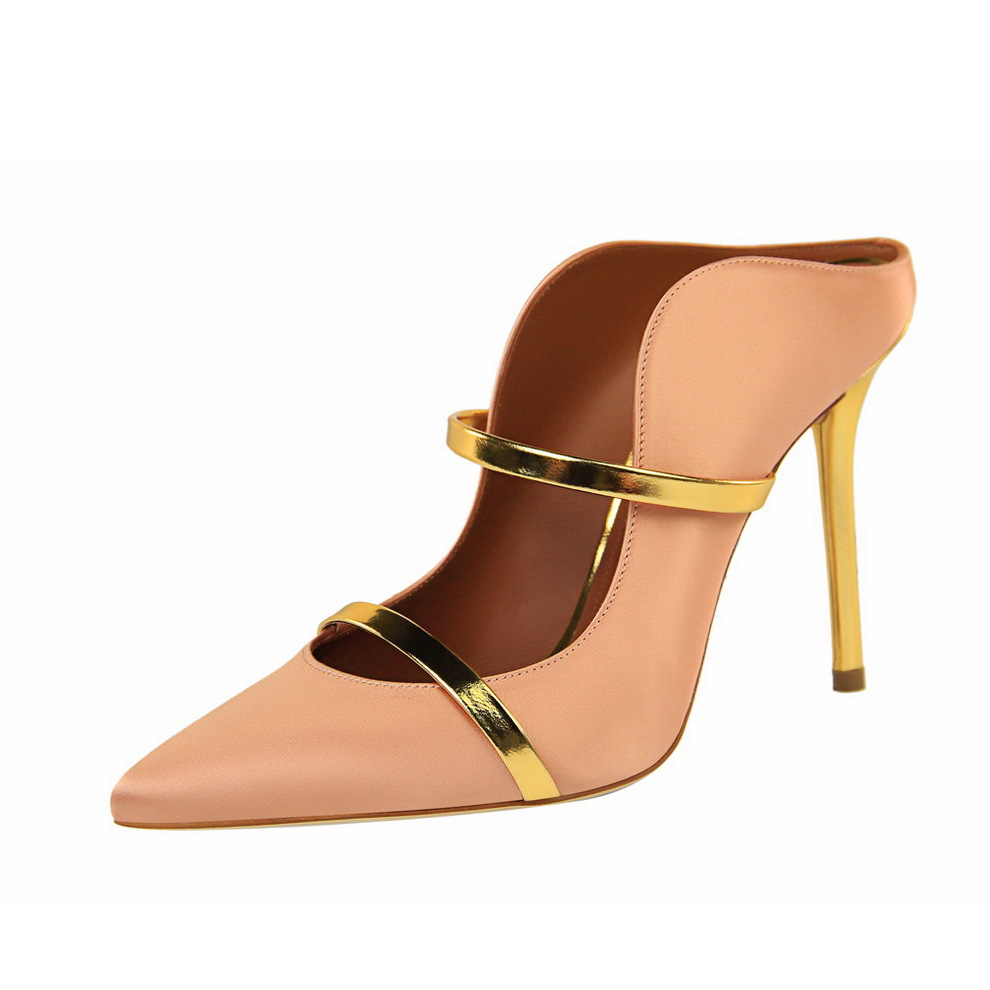 1211 Sexy Toe Cap Slipper Stiletto Heel Sexy Slimming PointedToe Hollowed Shallow Mouth with Women&#039;s Slippers