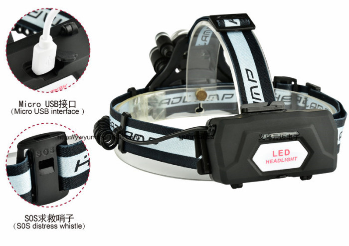 5LED headlight glare 3T6+2*XPE headlights with SOS distress whistle USB charging head lights 5LED headlight glare 3T6+2*XPE headlights with SOS distress whistle USB charging head lights