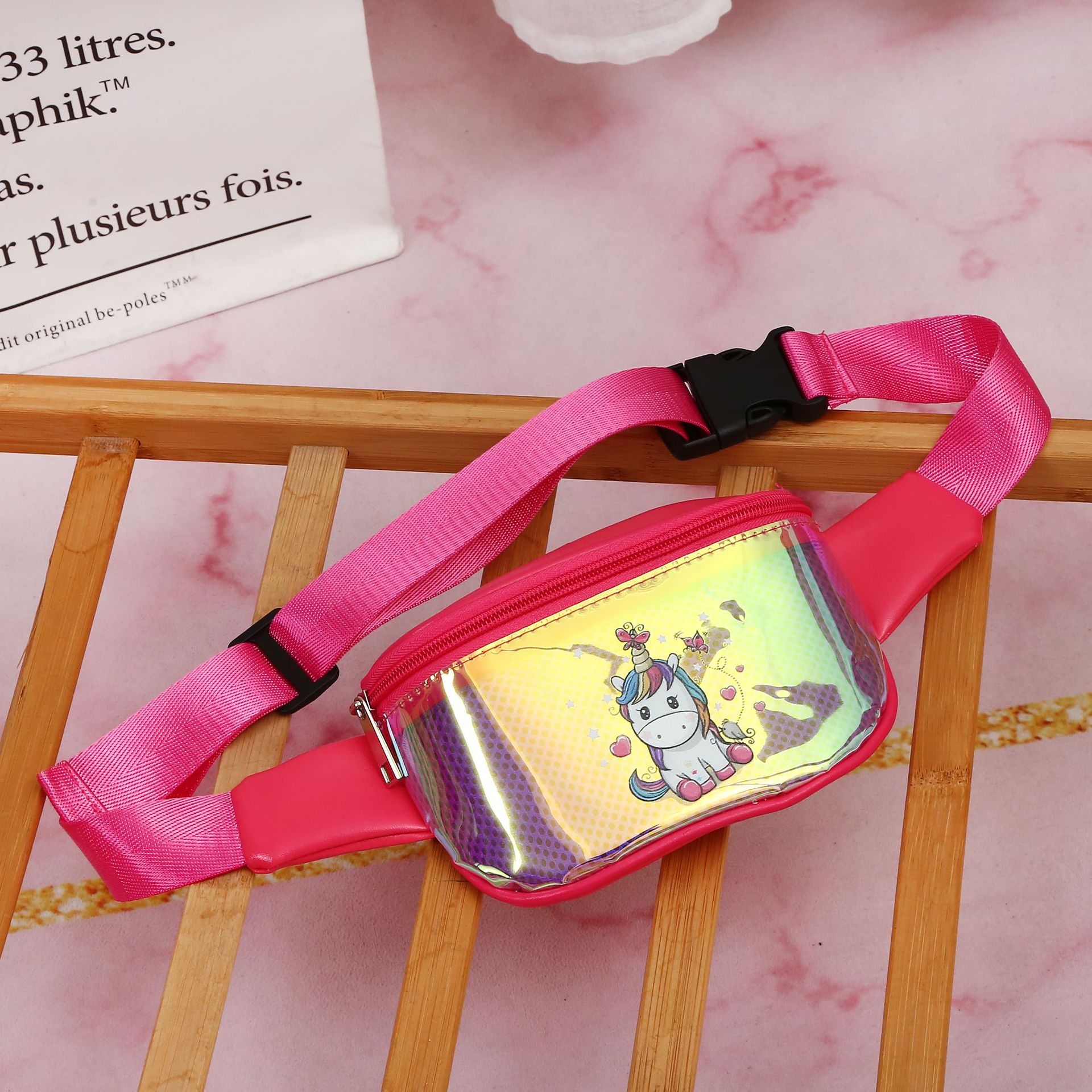 2021 Cross-Border Unicorn Waist Bag Cartoon Cute TPU Sports Chest Bag Children&#039;s Laser Crossbody Bag