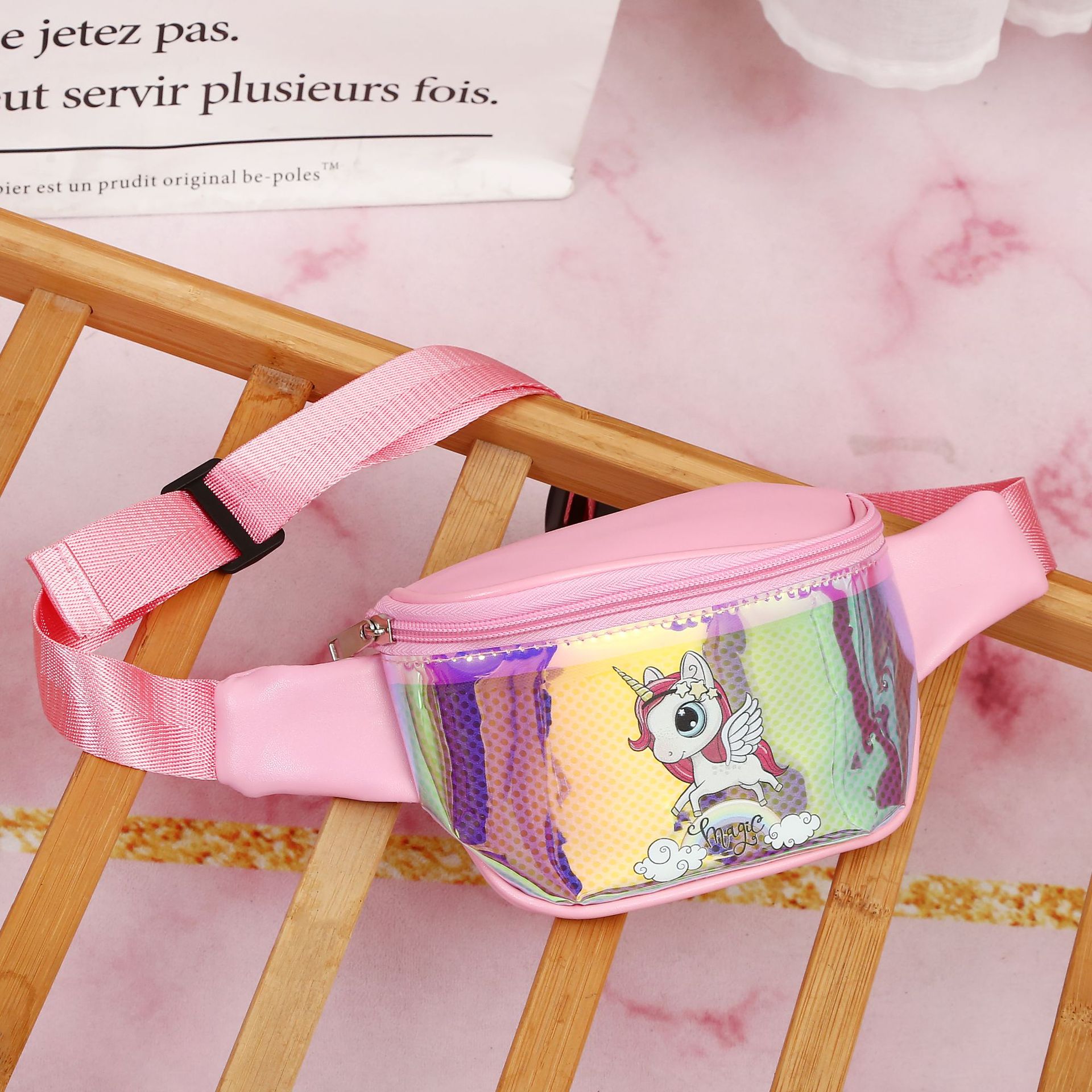 2021 Cross-Border Unicorn Waist Bag Cartoon Cute TPU Sports Chest Bag Children&#039;s Laser Crossbody Bag