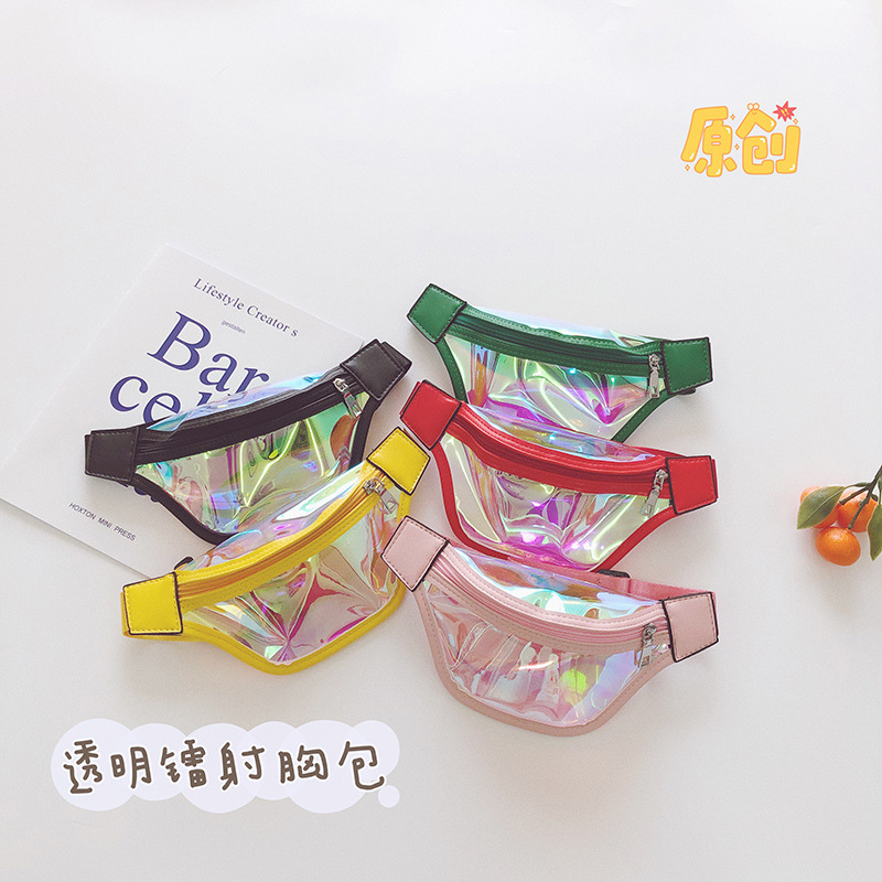 Wholesale Children&#039;s Bag Korean Laser Transparent Waist Bag for boys and girls one-shoulder cross-body Bag mini baby Bag Zero Purse