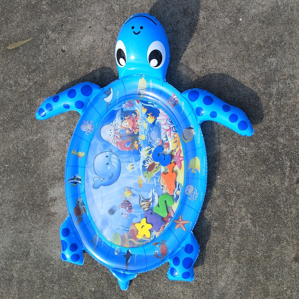 The factory's new thickened blue sea turtle inflatable children's splash pad, baby toy pad The factory's new thickened blue sea turtle inflatable children's splash pad, baby toy pad