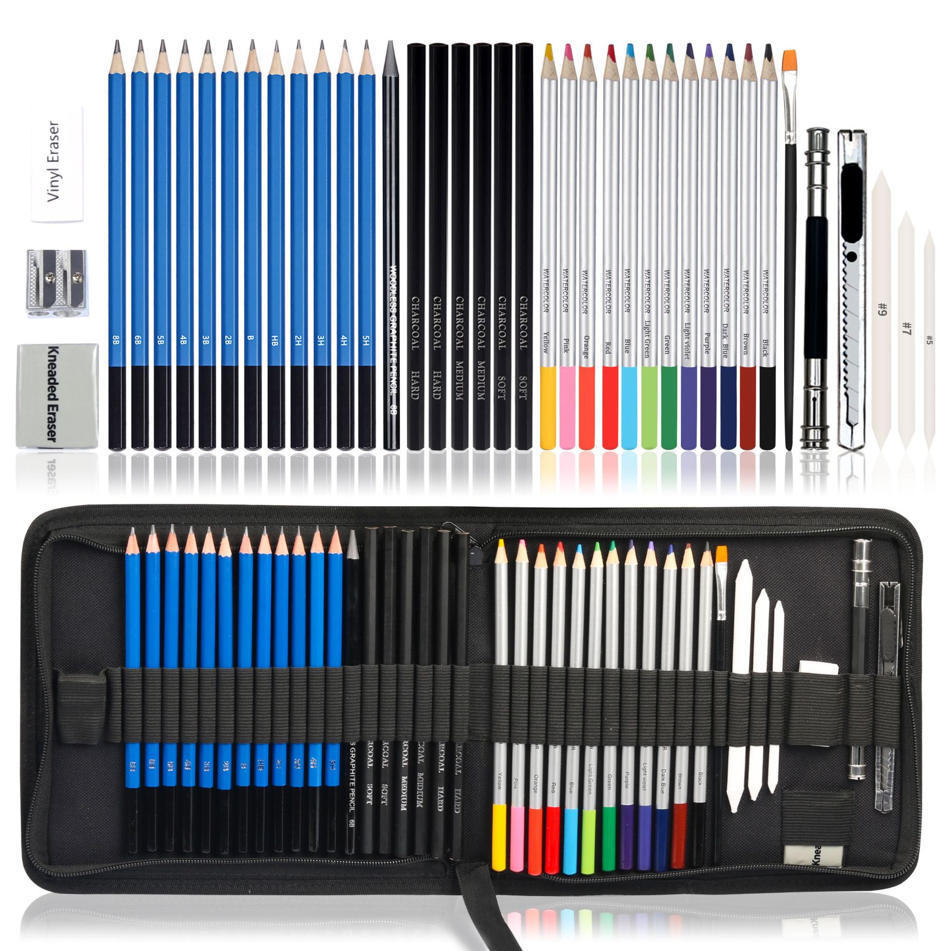 SOURCE Factory Student Design 41 Pieces Painting Kit Sketch Pencil Cap Water Soluble Color Pencil Set Art Painting Batch