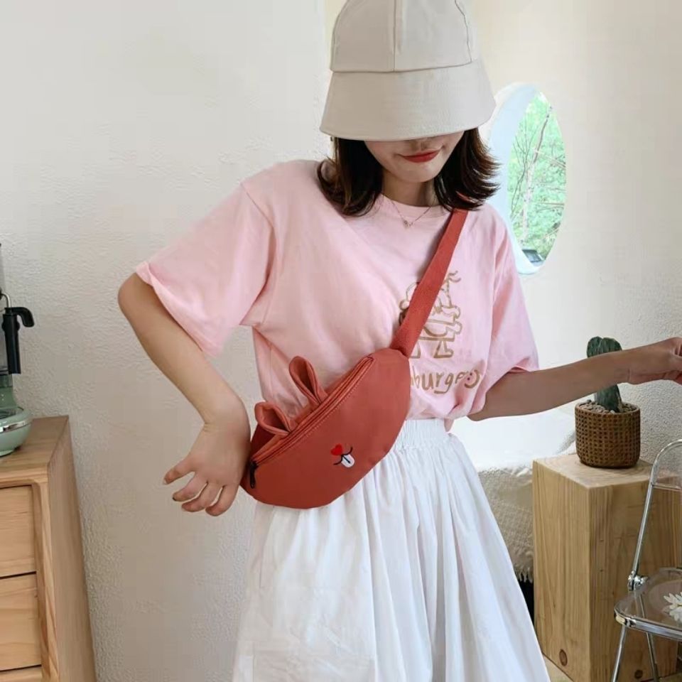 Women's Chest Bag New All-Match Shoulder Bag Smiley Face Rabbit Mouth Cartoon Cute Small Bag Crossbody Waist Bag Fashion Women's Chest Bag New All-Match Shoulder Bag Smiley Face Rabbit Mouth Cartoon Cute Small Bag Crossbody Waist Bag Fashion