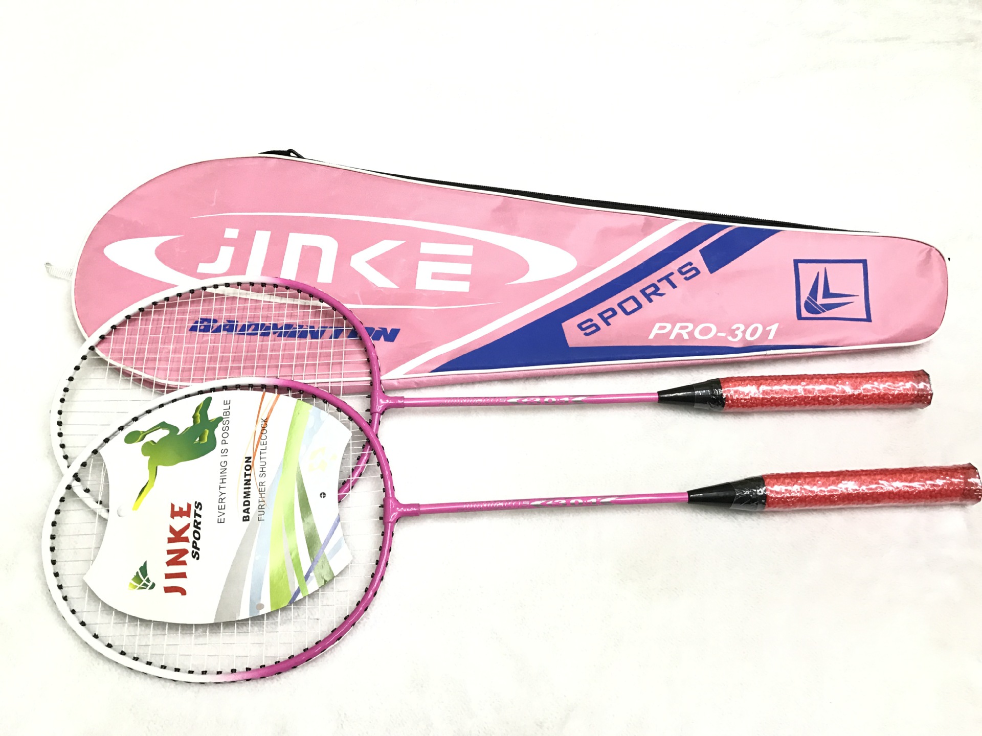 Manufacturer direct selling JINKE-330 badminton racquet 2 for super light alloy competition training special purpose. Manufacturer direct selling JINKE-330 badminton racquet 2 for super light alloy competition training special purpose.