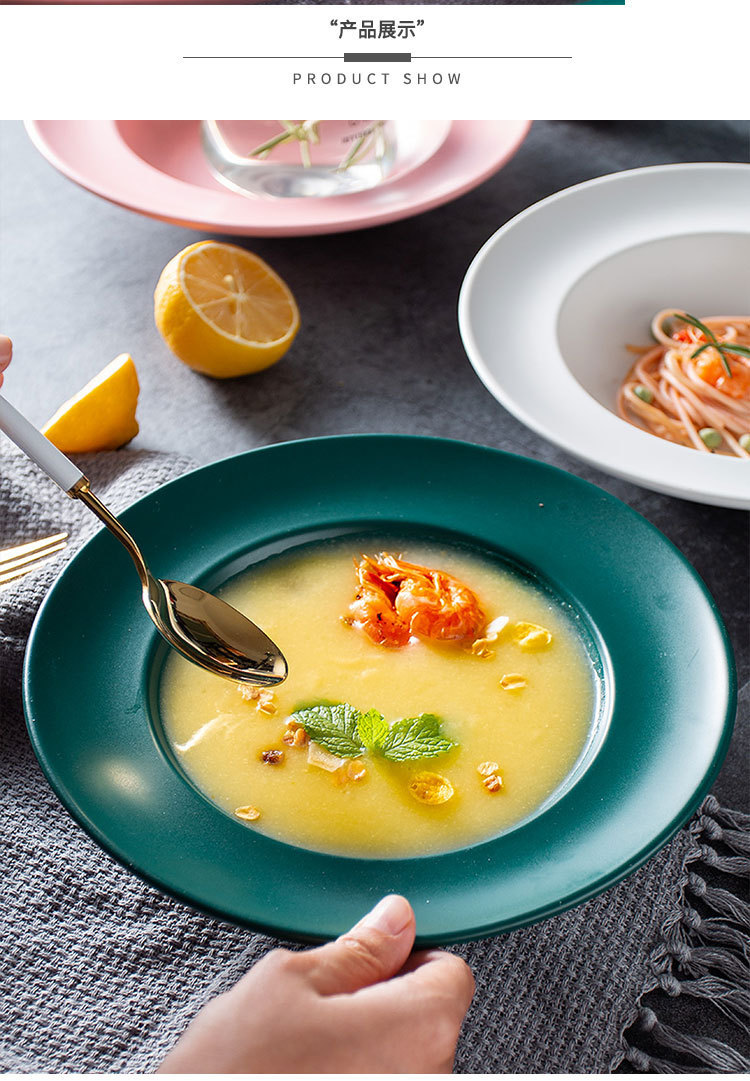 Nordic Glaze Ceramic Soup Plate Household 9-Inch Grass Cap Plate Underglaze Color Salad Bowl Macaron Soup Plate E-Commerce Wholesale Nordic Glaze Ceramic Soup Plate Household 9-Inch Grass Cap Plate Underglaze Color Salad Bowl Macaron Soup Plate E-Commerce Wholesale
