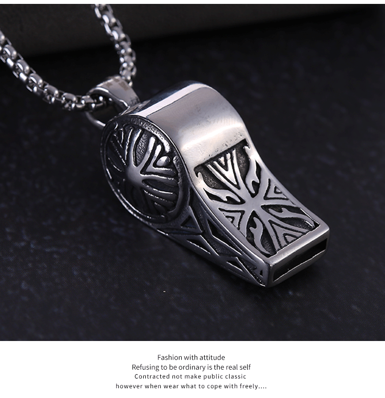 Foreign trade titanium steel men whistle retro necklace stainless steel jewelry pendant sweater chain fashion men accessories wholesale Foreign trade titanium steel men whistle retro necklace stainless steel jewelry pendant sweater chain fashion men accessories wholesale