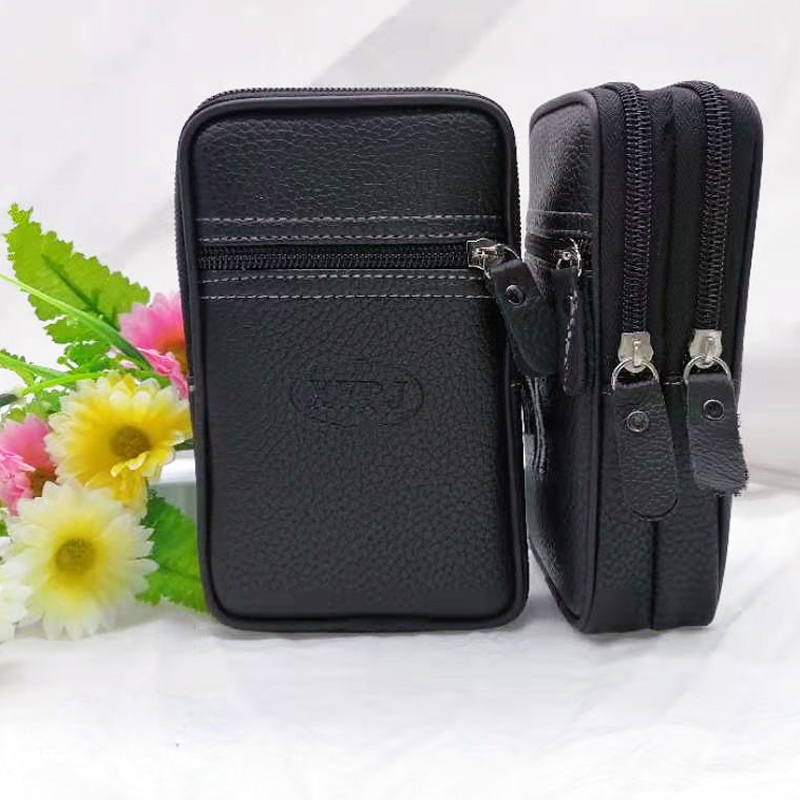 L2221 Vertical Version Three Pull Leather Waist Bag Multi-Functional Vertical Mobile Phone Bag Men&#039;s Belt Bag Pannier Bag Yiwu Yuan
