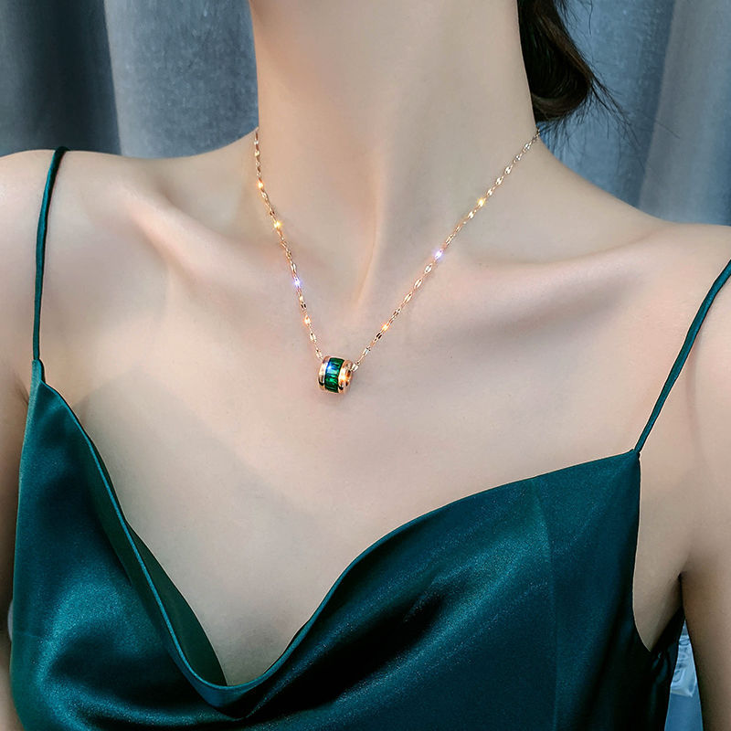 Titanium Steel Small Waist Necklace Non-Fading Clavicle Chain Korean Graceful Online Influencer Simple Niche Normcore Bag Women&#039;s Fashion Pendant