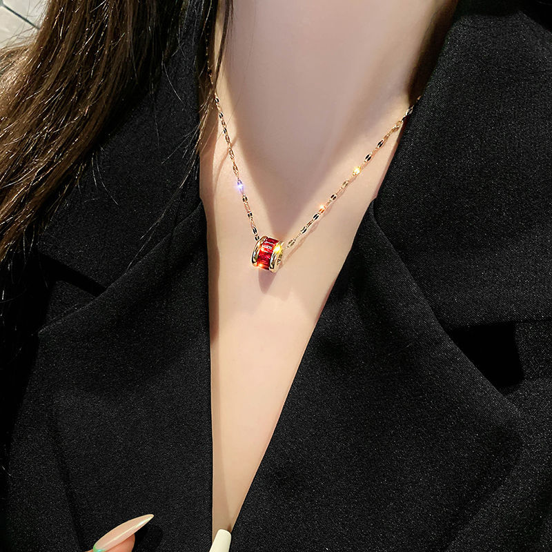 Titanium Steel Small Waist Necklace Non-Fading Clavicle Chain Korean Graceful Online Influencer Simple Niche Normcore Bag Women&#039;s Fashion Pendant