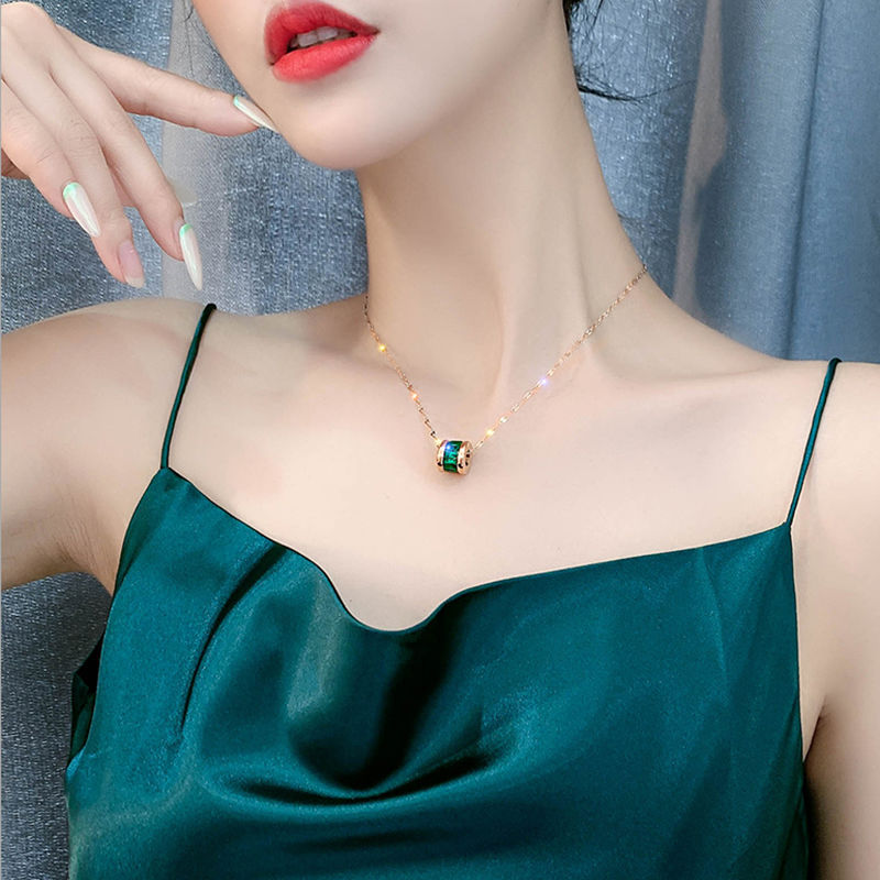 Titanium Steel Small Waist Necklace Non-Fading Clavicle Chain Korean Graceful Online Influencer Simple Niche Normcore Bag Women&#039;s Fashion Pendant