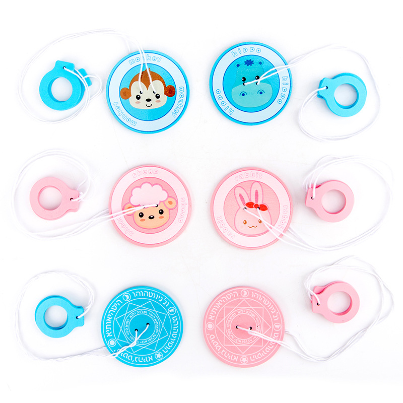 Wooden pull string flywheel wind whistle big button pull children&#039;s kindergarten toys after 80s and 90s nostalgia whole