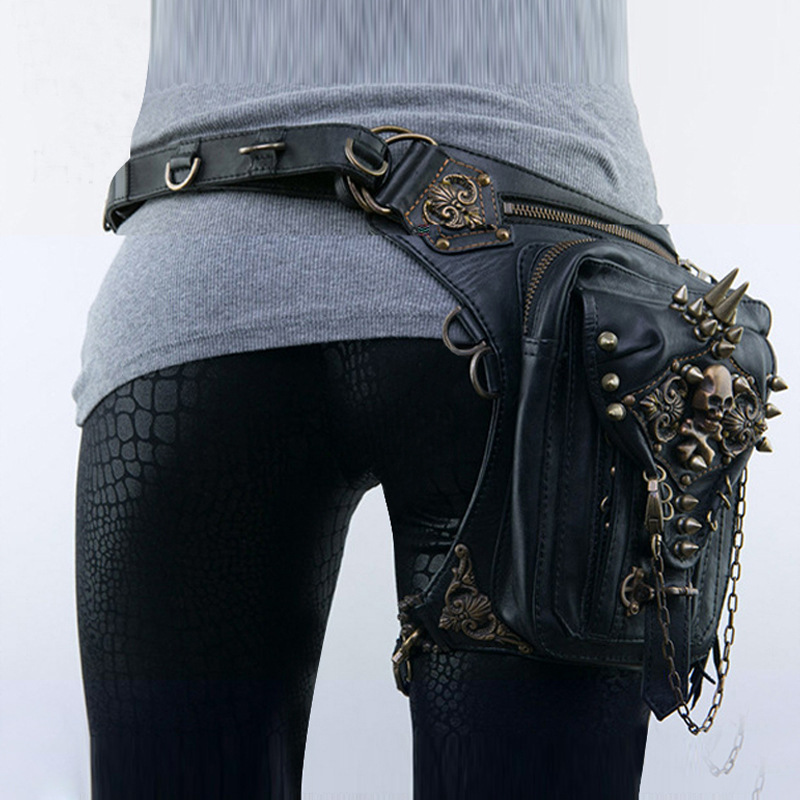 Exclusive Wish Lazada Steampunk Motorcycle Bag ShoulderCrossbody Bag Female MultiFunctional Mobile Phone Waist Bag