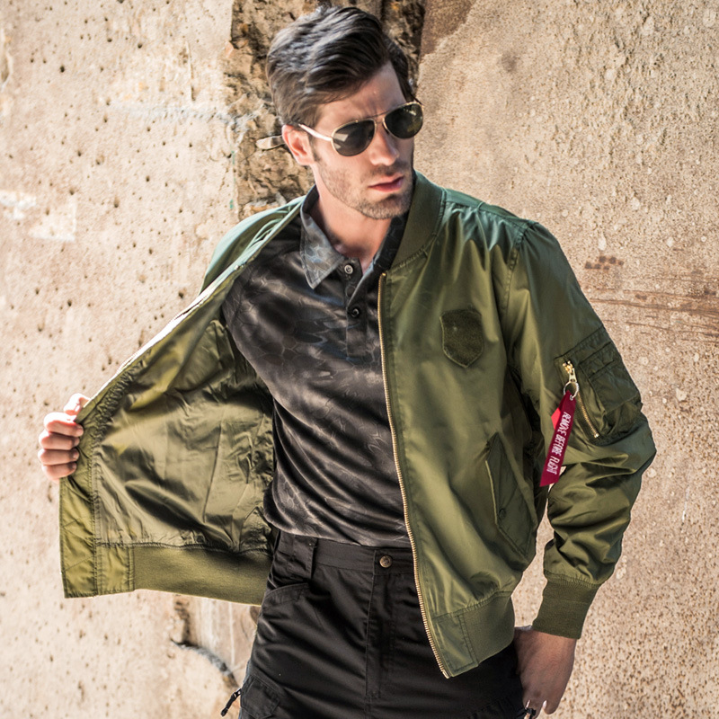 Wholesale Waterproof Air Force Flight Suit Men&#039;s MA-1 Pilot Army Green Tactical Outdoor Spring and Autumn Air Force Jacket