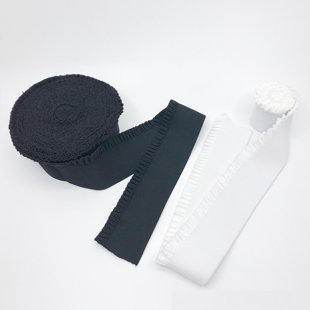 Polyester Imitation Nylon Wooden Ear Pattern Lace Bag Waist Skirt 6cm Waist Elastic Band Elastic Band Wholesale