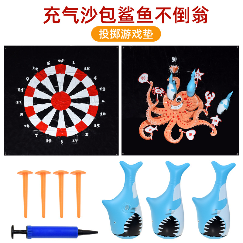 Factory inflatable sandbag shark tumbler game cover throwing octopus throwing game pad PVC throwing game pad Factory inflatable sandbag shark tumbler game cover throwing octopus throwing game pad PVC throwing game pad