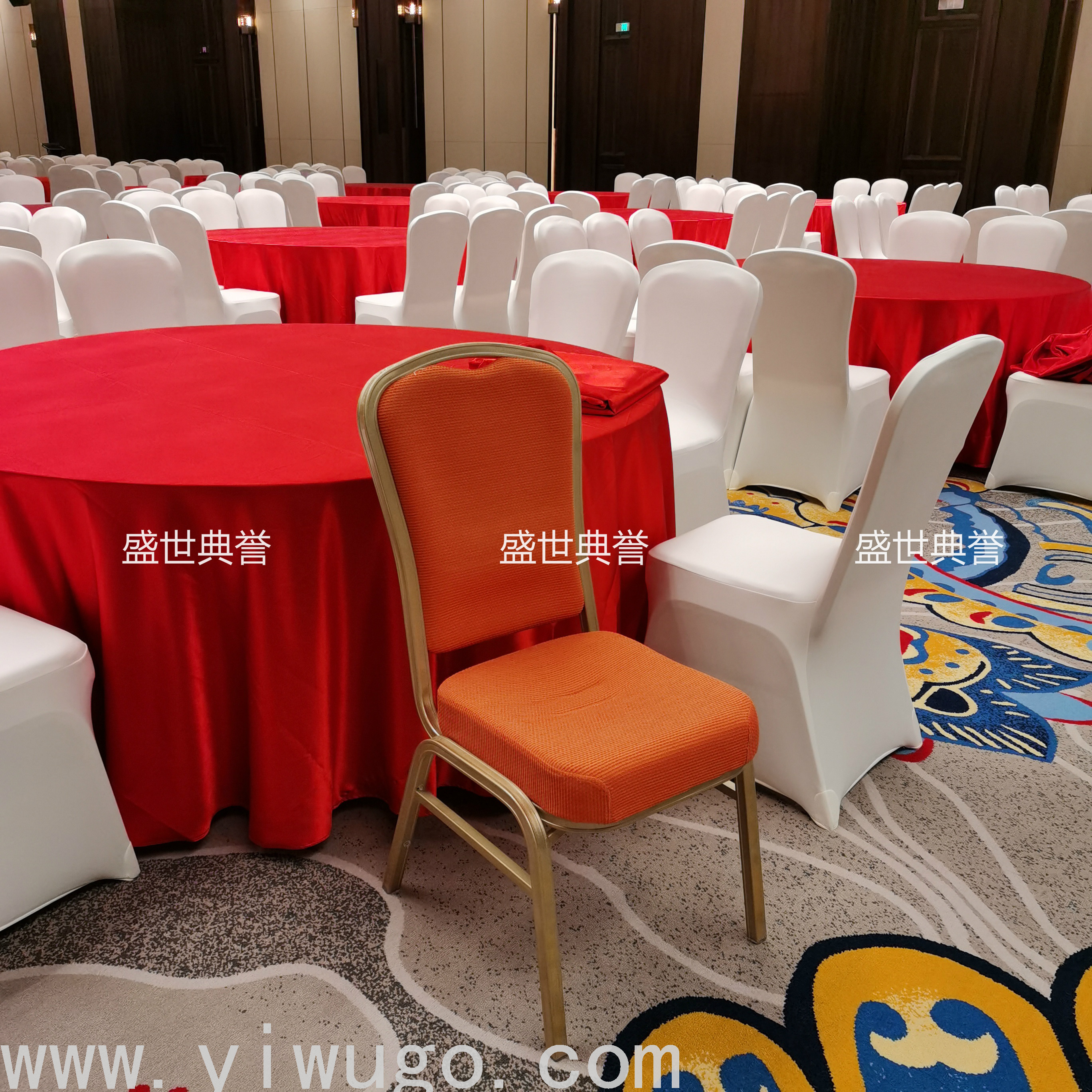 Hotel Banquet Dining Table and Chair Meeting Folding Chair Wedding Banquet Aluminum Chair Restaurant Dining Chair