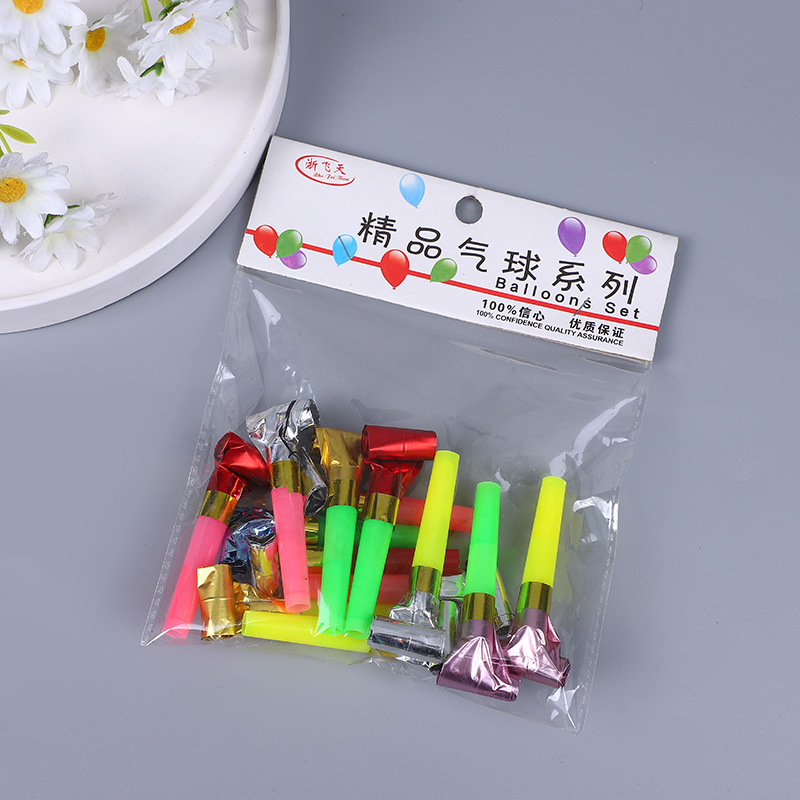Whistle Balloon Gold Silk Whistle Balloon Wholesale Children Sounding Toy Blowing Balloons One Yuan Binary Stall Supply
