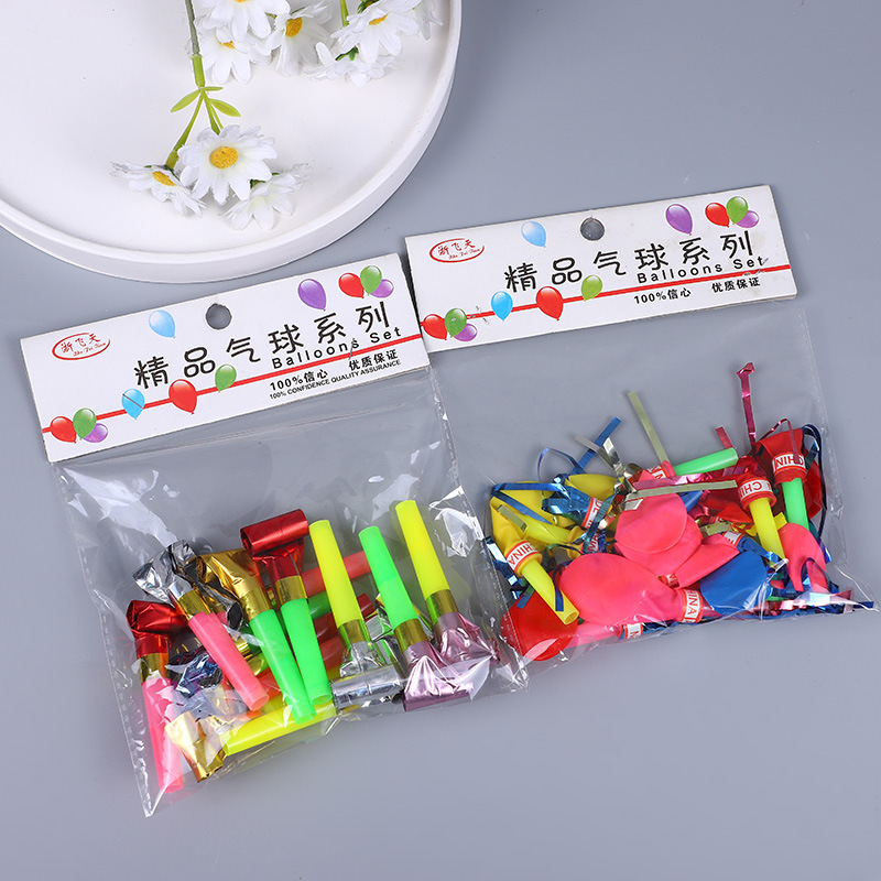 Whistle Balloon Gold Silk Whistle Balloon Wholesale Children Sounding Toy Blowing Balloons One Yuan Binary Stall Supply