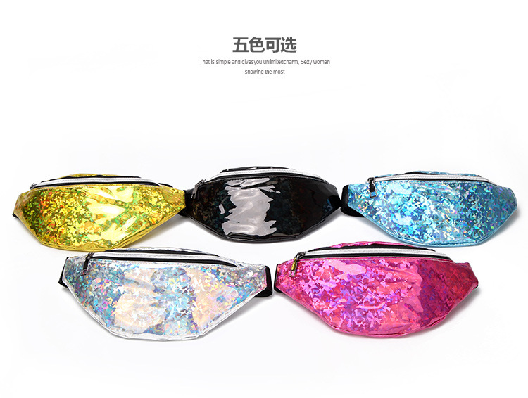 Laser Multicolored Sequins Personality Small Waist Bag Wholesale 2019 Summer and Autumn Sweet Lady Crossbody New Women's Chest Bag Laser Multicolored Sequins Personality Small Waist Bag Wholesale 2019 Summer and Autumn Sweet Lady Crossbody New Women's Chest Bag