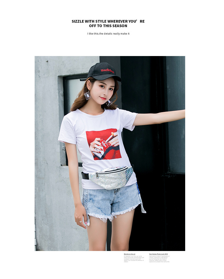 Laser Multicolored Sequins Personality Small Waist Bag Wholesale 2019 Summer and Autumn Sweet Lady Crossbody New Women's Chest Bag Laser Multicolored Sequins Personality Small Waist Bag Wholesale 2019 Summer and Autumn Sweet Lady Crossbody New Women's Chest Bag