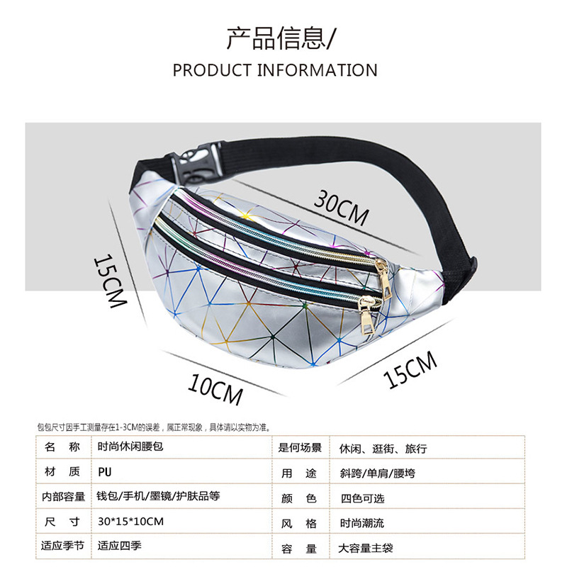 2021 New Waist Bag PU Leather Stitching Pattern Unisex Crossbody Bag Personalized Laser Waist Bag Beach Bag Chest Bag