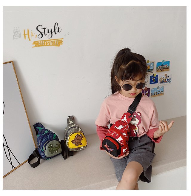 Children's Popular Messenger Bag Fashionable Stylish Waist Bag Boys and Girls Handsome Dinosaur Shoulder Bag Baby Cute Chest Bag