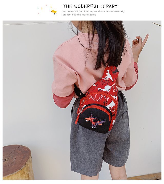 Children's Popular Messenger Bag Fashionable Stylish Waist Bag Boys and Girls Handsome Dinosaur Shoulder Bag Baby Cute Chest Bag