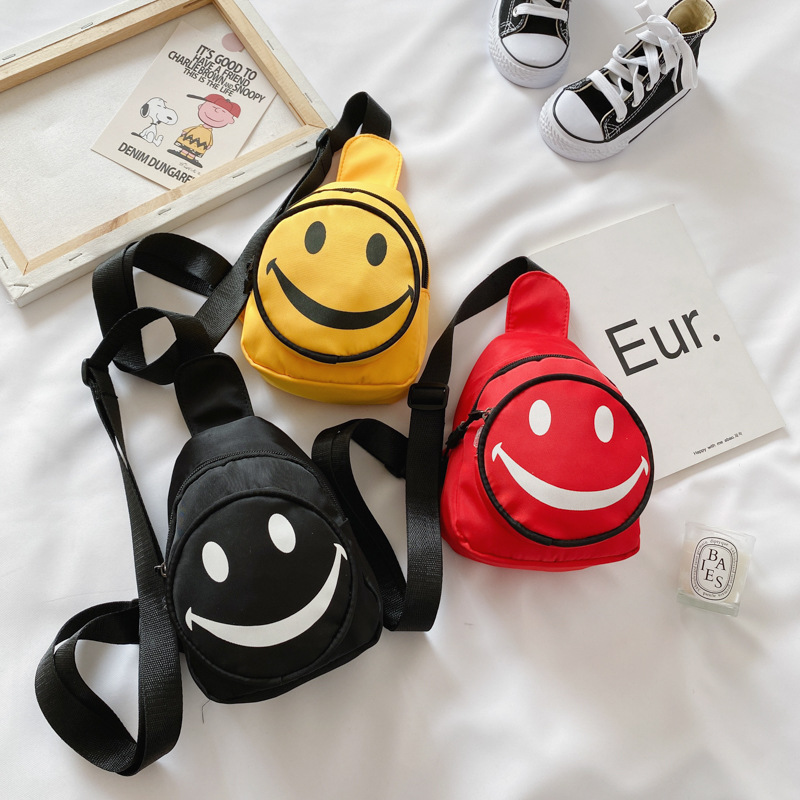 Korean Style Children&#039;s Bags Fall New Shoulder Bag Cute Smiley Face Small Waist Bag Fashion Boys and Girls Mini Messenger Bag
