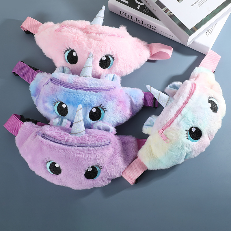 Unicorn Waist Bag Cartoon Plush Shoulder Bag Girl Cute Gift Waist Bag Kindergarten Kid&#039;s Messenger Bag Chest Bag