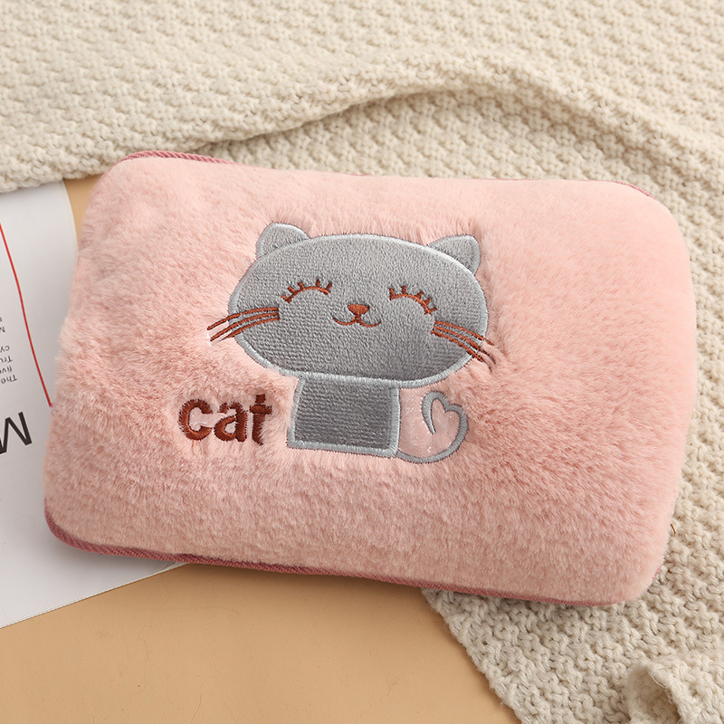 New Electric Hot Water Bag Hand Warmer Two-Side Hand Putting Cartoon Printing Explosion-Proof Heating Charging Hand Warmer Waist Warmer Hot Water Bag