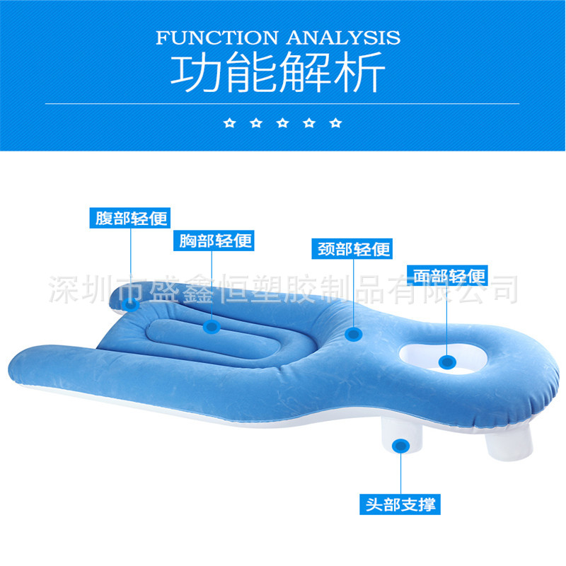 Factory Cross-Border Exclusive for Sleeping Pillow Amazon Best-Selling Office Multi-Functional PVC Flocking Inflatable Medical Pillow