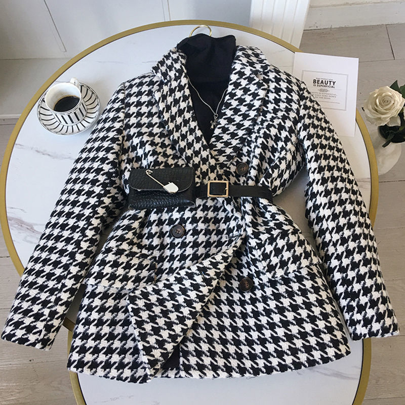 [Free Waist Bag] Small Suit 2021 New Spring and Autumn Suit Jacket Women&#039;s Fashionable Ins Woolen Coat Thickened