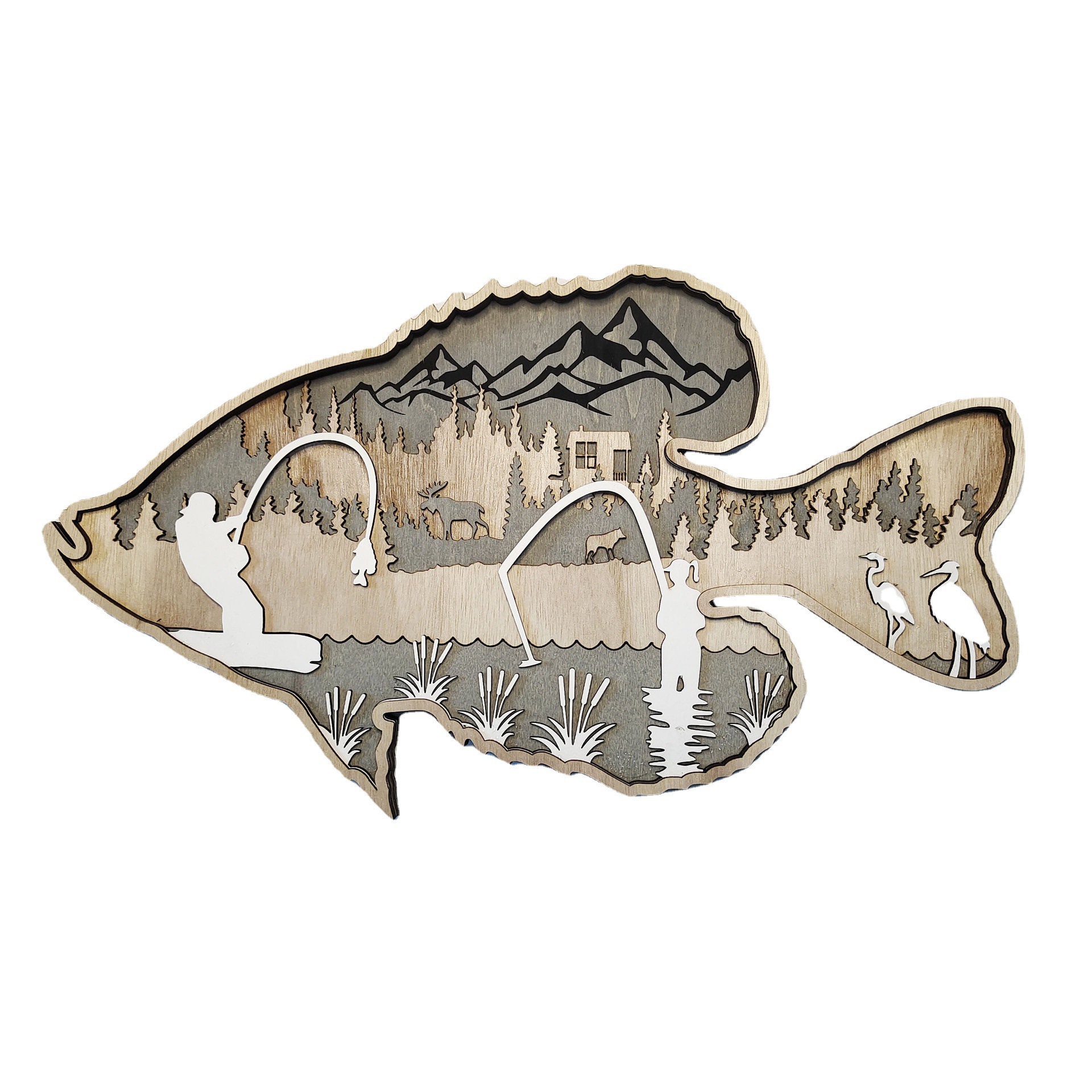 Cross-Border New Christmas Fishing and Hunting Pendant Creative North American Forest Animal Home Decorations Weever Salmon Pendant
