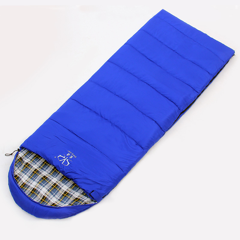 Outdoor sleeping bag cotton flannel autumn and winter warm camping can be stitched adult envelope 1.8kg
