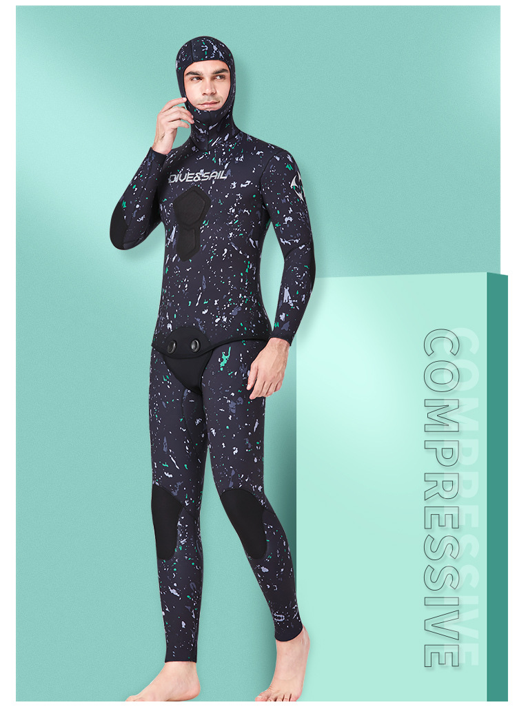 Dive & Sail Diving Suit 5mm Fishing and Hunting Suit Men's Split Hooded Warm Snorkeling Surfing Camouflage Professional Diving Suit Dive & Sail Diving Suit 5mm Fishing and Hunting Suit Men's Split Hooded Warm Snorkeling Surfing Camouflage Professional Diving Suit
