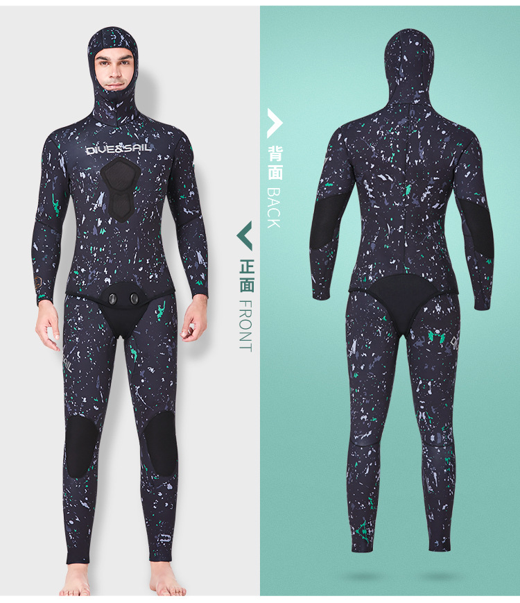 Dive & Sail Diving Suit 5mm Fishing and Hunting Suit Men's Split Hooded Warm Snorkeling Surfing Camouflage Professional Diving Suit Dive & Sail Diving Suit 5mm Fishing and Hunting Suit Men's Split Hooded Warm Snorkeling Surfing Camouflage Professional Diving Suit