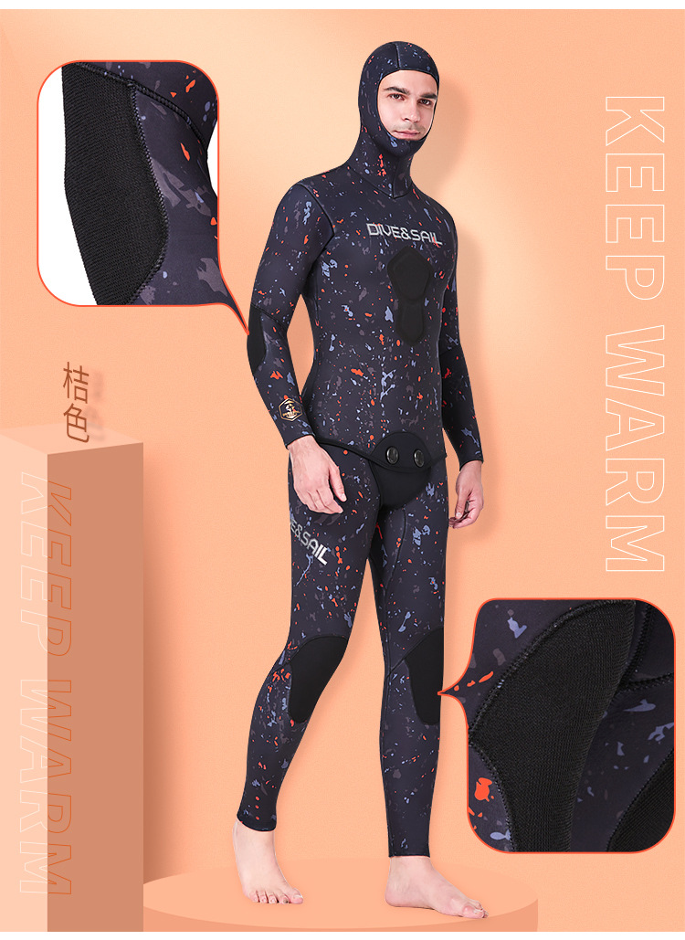 Dive & Sail Diving Suit 5mm Fishing and Hunting Suit Men's Split Hooded Warm Snorkeling Surfing Camouflage Professional Diving Suit Dive & Sail Diving Suit 5mm Fishing and Hunting Suit Men's Split Hooded Warm Snorkeling Surfing Camouflage Professional Diving Suit