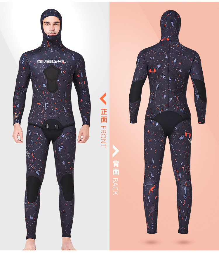 Dive & Sail Diving Suit 5mm Fishing and Hunting Suit Men's Split Hooded Warm Snorkeling Surfing Camouflage Professional Diving Suit Dive & Sail Diving Suit 5mm Fishing and Hunting Suit Men's Split Hooded Warm Snorkeling Surfing Camouflage Professional Diving Suit