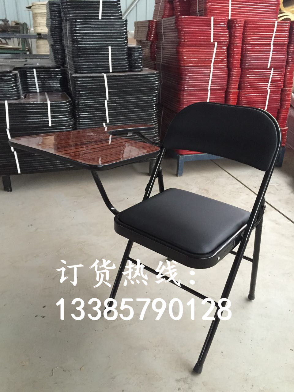 Training Chair with Writing Board Folding Chair Student Training Desk and Chair Reporter Staff Mesh Cloth of Office Chair Conference Chair