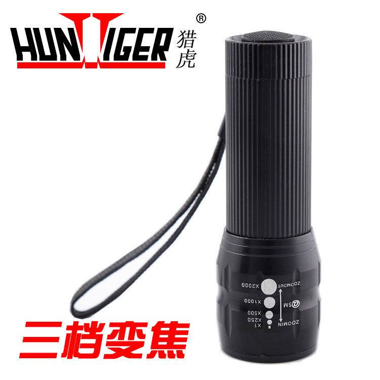 Tiger Hunting Power Torch Zoom Tube Telescopic Gift LED Flashlight Logo Cross-Border Hot Selling