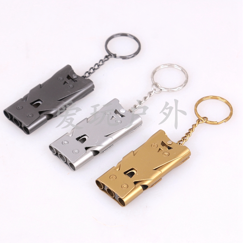 Stainless steel whistle is suing survival whistle high frequency whistle in the field earthquake survival whistle high decibel double hole blasting whistle