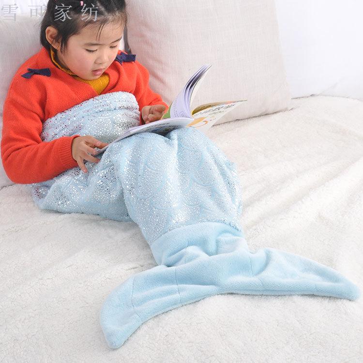 Baby mermaid sleeping bag gold and silver flannel mermaid blanket
