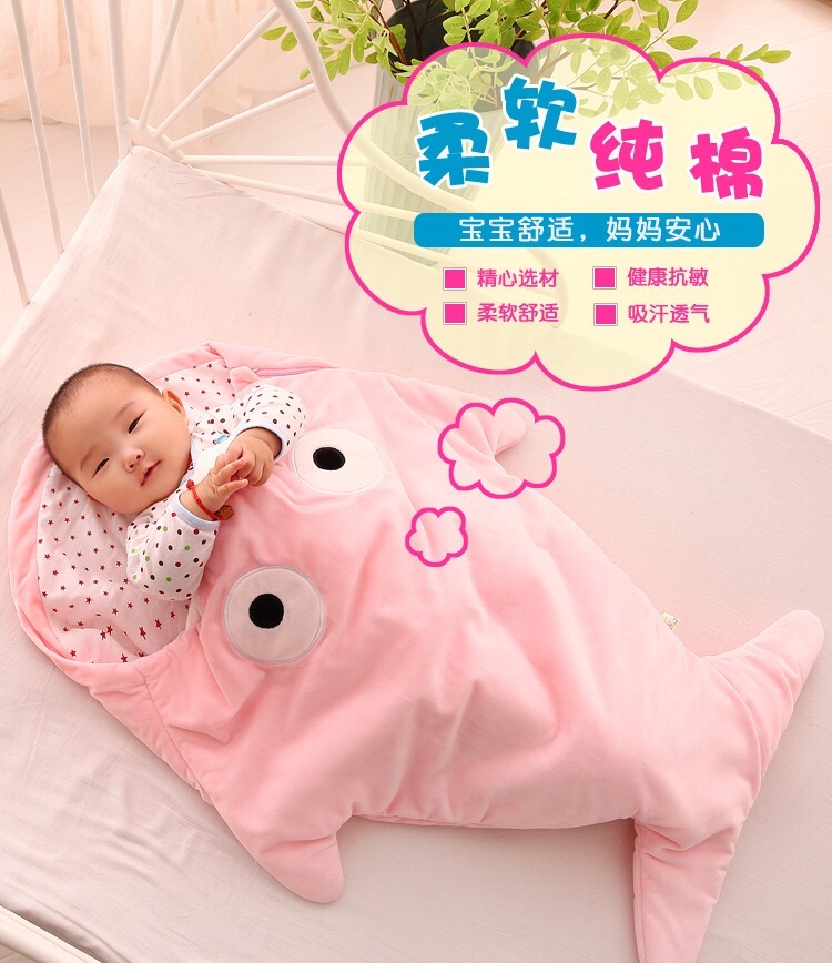Newborn sharks sleeping bag cartoon padded double kick-proof Newborn sharks sleeping bag cartoon padded double kick-proof