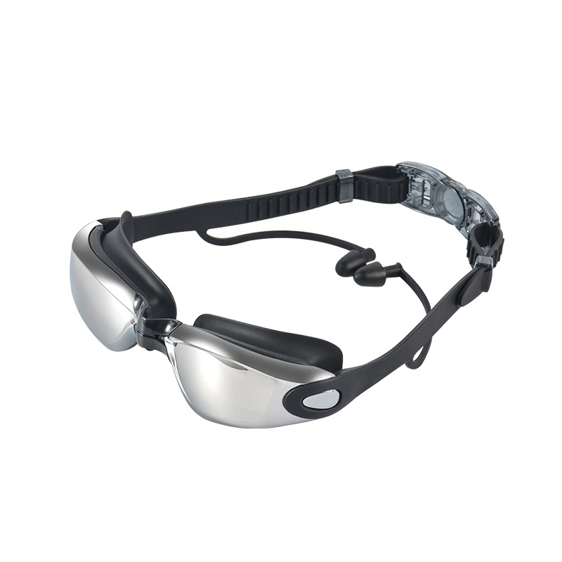 Swimming Goggles Adult One-Piece Earplugs Swimming Glasses Myopia Swimming Goggles Electroplating Anti-Fog Swimming Goggles Factory Wholesale
