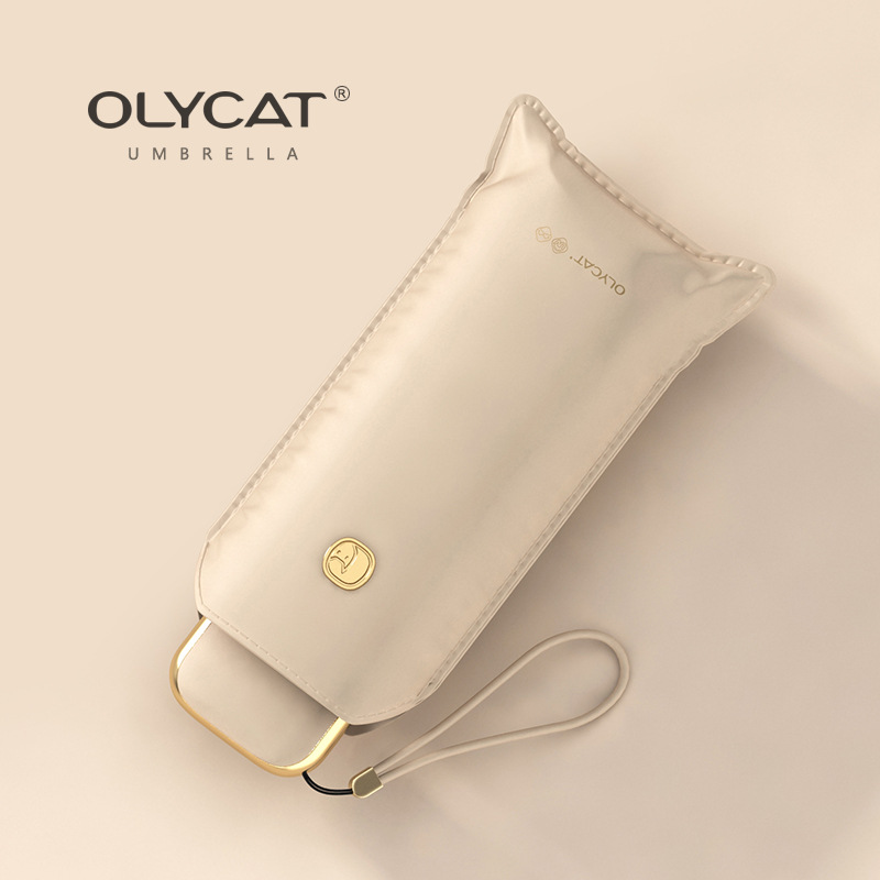 Olycat Ouli Cat Vinyl Sun Umbrella Small Portable Sun Umbrella UV-Proof Female Umbrella Flat Five-Fold Umbrella