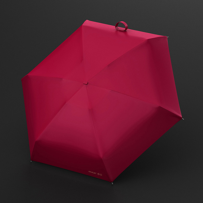 Olycat Ouli Cat Vinyl Sun Umbrella Small Portable Sun Umbrella UV-Proof Female Umbrella Flat Five-Fold Umbrella