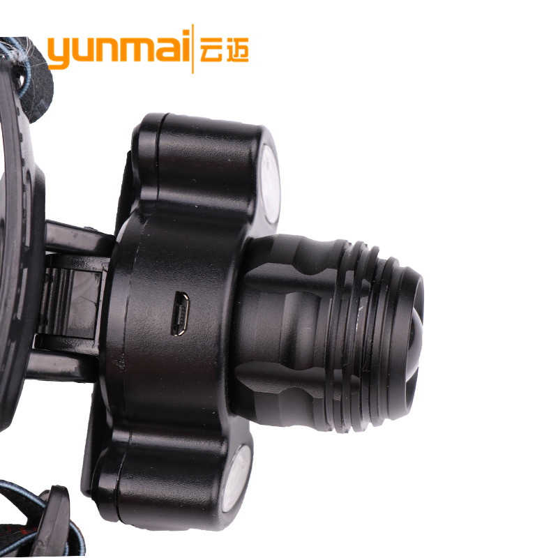 New T6+COB strong headlight USB charging three-light night fishing hunting headlight LED head-mounted flashlight