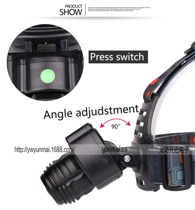 New T6+COB strong headlight USB charging three-light night fishing hunting headlight LED head-mounted flashlight