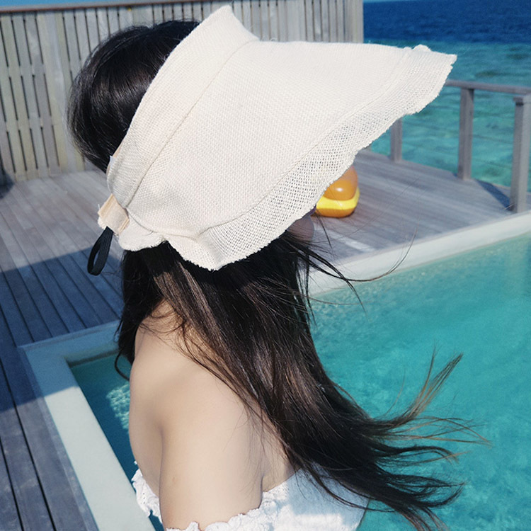 Korean Linen Foldable Hat Female Summer Sun Protection UV Protection Air Top Sun-Proof Big Brim Sun Hat Cover Face